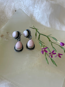 Pink Conch Teardrop Earrings