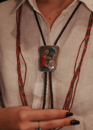 Vintage Coral & Turquoise Bolo