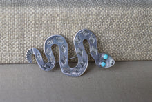 Load image into Gallery viewer, Stamped turquoise Snake Pin