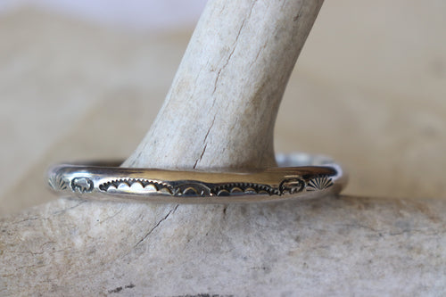 Silver Stamped Buffalo Cuff