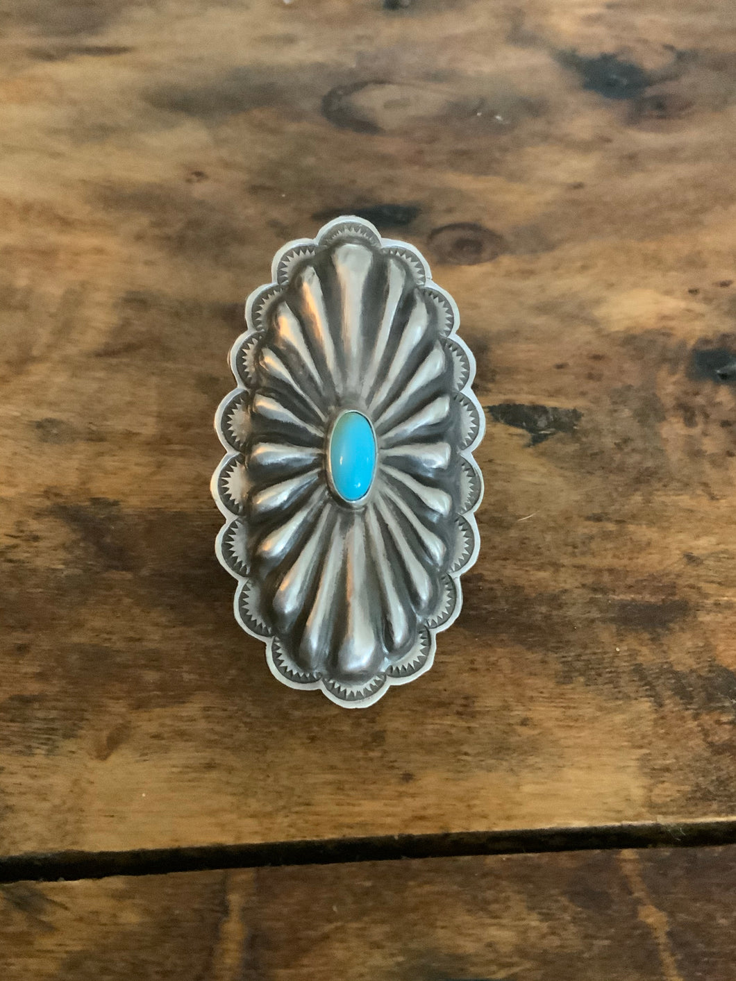 Silver Concho Turquoise Ring