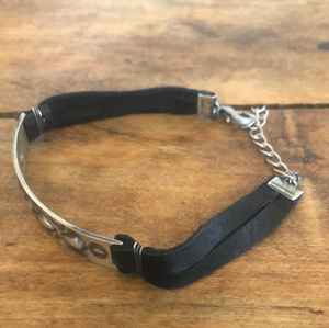 Leather and Stamped Sterling Bracelet